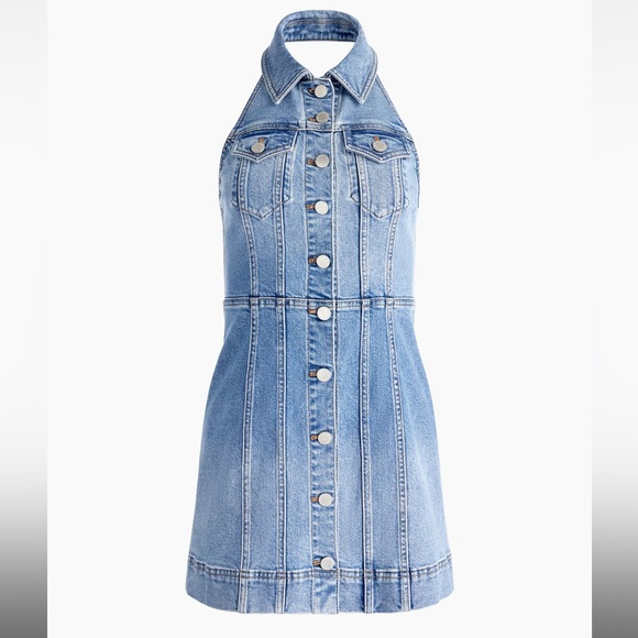 Alice + Olivia Halter Denim Dress - Size 12 - Picture 5 of 7